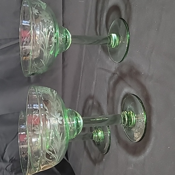 Bobby Flay Hand-Blown Etched Margarita Glasses GREEN SET Of 3 EUC - Picture 4 of 10